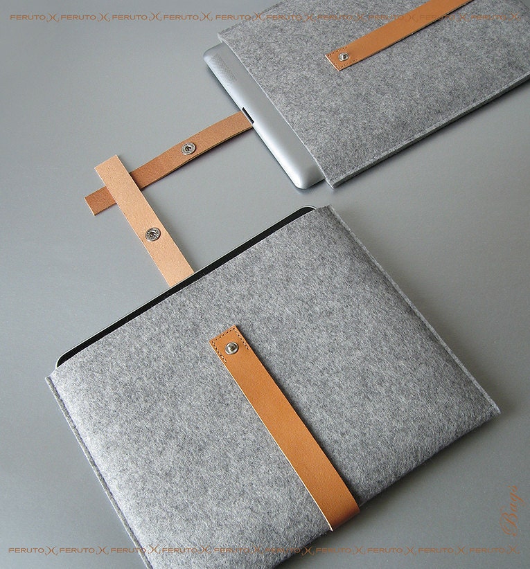 iPad sleeve FUSION sleeve for iPad 1 iPad 2 iPad 3 iPad 4 sleeve german wool felt and pure leather