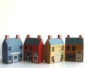 Vintage Primitive Folk Art Miniature Wood Buildings