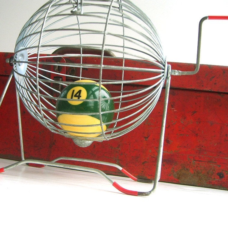 Vintage Bingo Cage With Billiard Ball. Unique Display