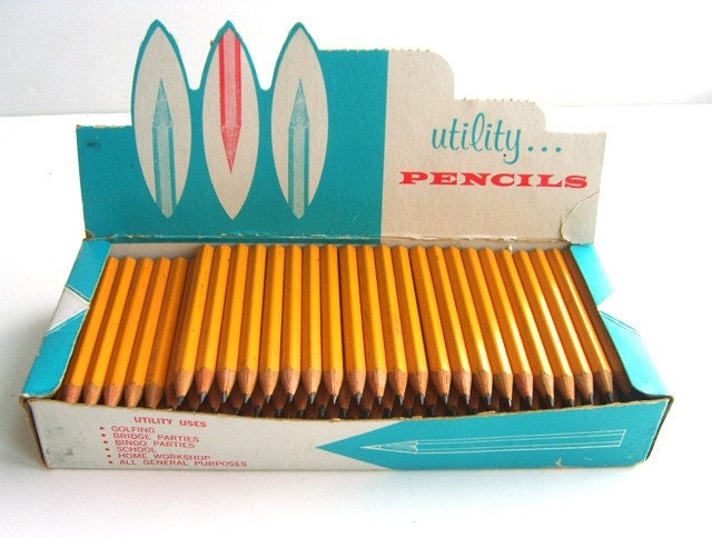 Cluster of Vintage Utility Pencils In Retro Box