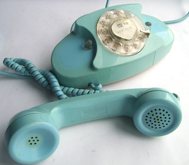 Turquoise Blue Rotary Princess Phone