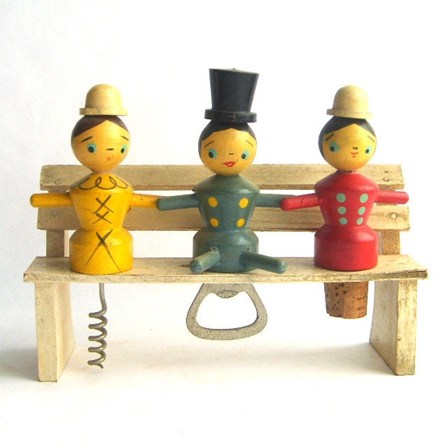 Mid Century Wooden Bar Tool Set