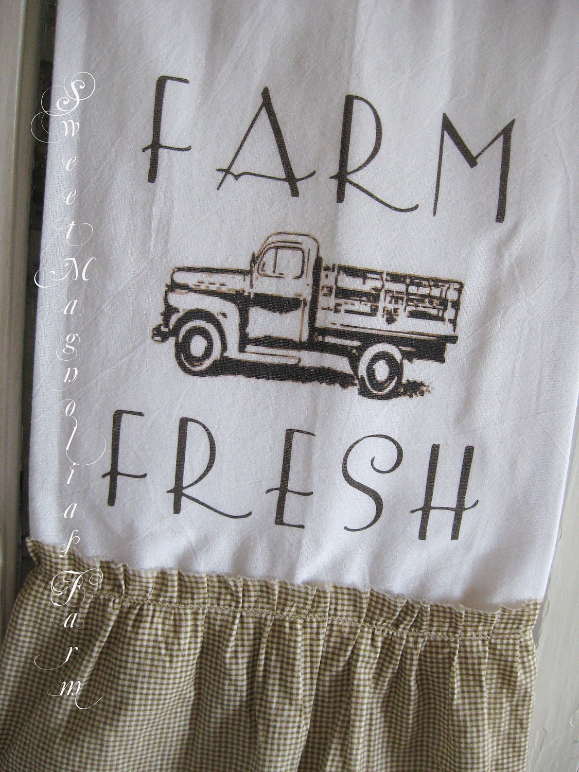 Flour Sack Kitchen Towel ."Farm Fresh" Vintage Truck...for your Home, Farmhouse or Cottage