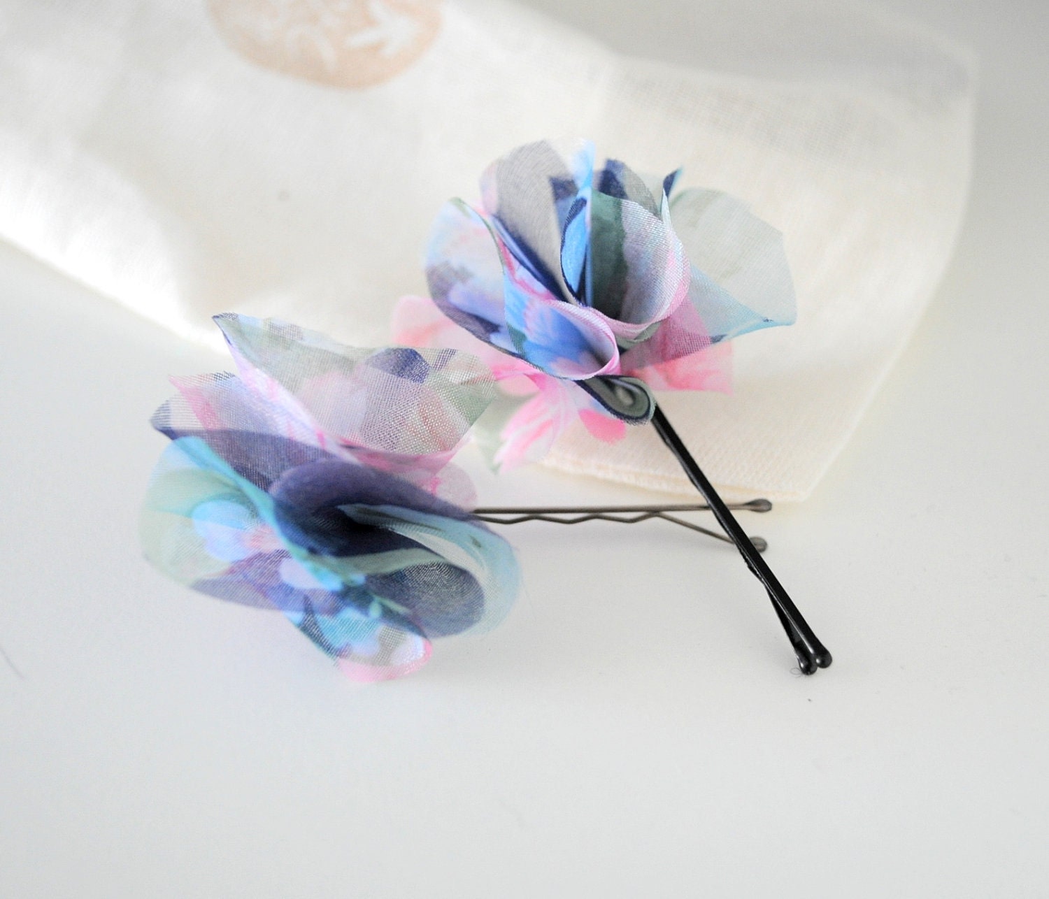 Blue Watercolors. Hairpin Set by KimArt on Etsy - made to order