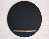 Round Chalkboard with Bamboo Tray, 23 Inches, Wall Hanging Modern