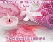 Bath Salts  16 oz -  Romantic Rose Scent -  Aromatherapy  -  Sea Salt -  Skin Care - Pure Essential Oils -  Bath And Beauty  -  Rose Scented