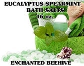 Bath Salts 16 oz. - Eucalyptus Spearmint Scent  -  Pure Essential Oil Bath Salts - Bath And Beauty - Aromatherapy Bath Salts - Sea Salt Bath