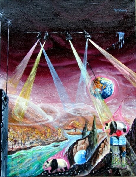 Panda Clone, 2008, 22x28 inches, original oil painting by Tye J. Schloer
