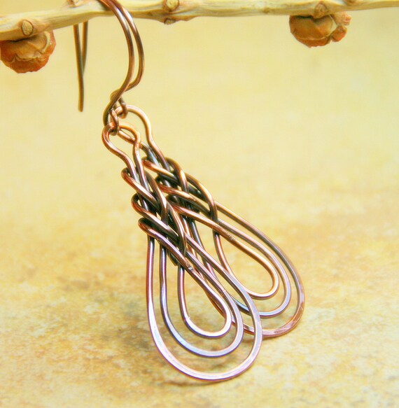 Copper Knotted Dangle Earrings