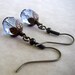 Faceted Blue Glass Earrings - Antique Brass Beaded Jewelry - Blue Firepolished Glass Earrings