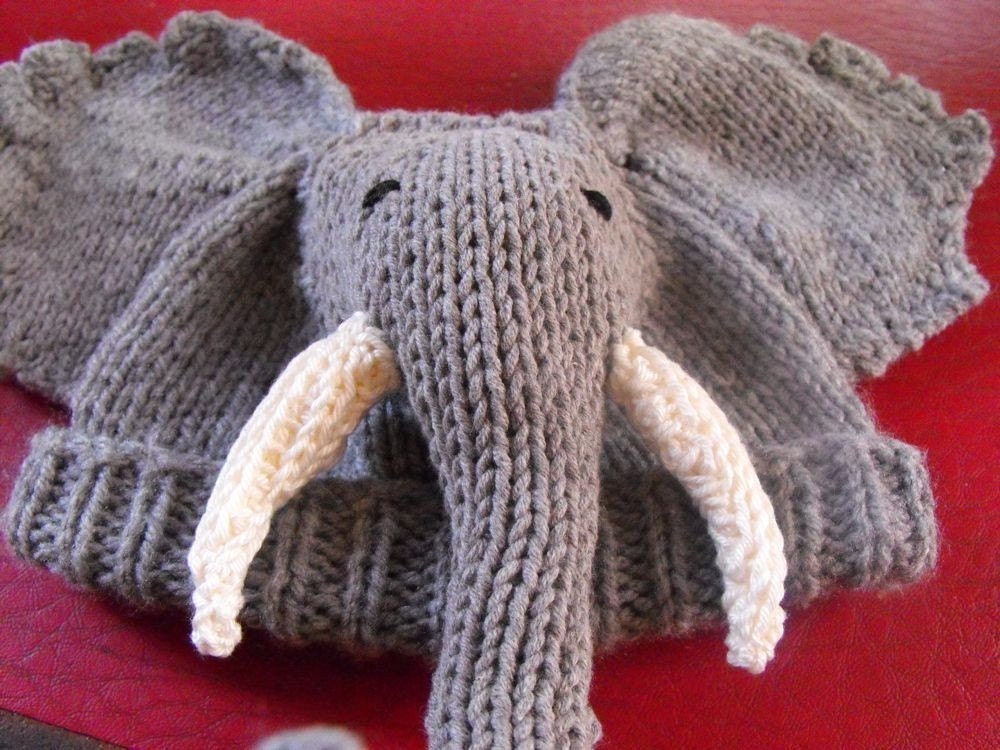 digital pdf file knitting pattern -madmonkeyknits Baby Big Ears Elephant Beanie Hat pdf download knitting pattern
