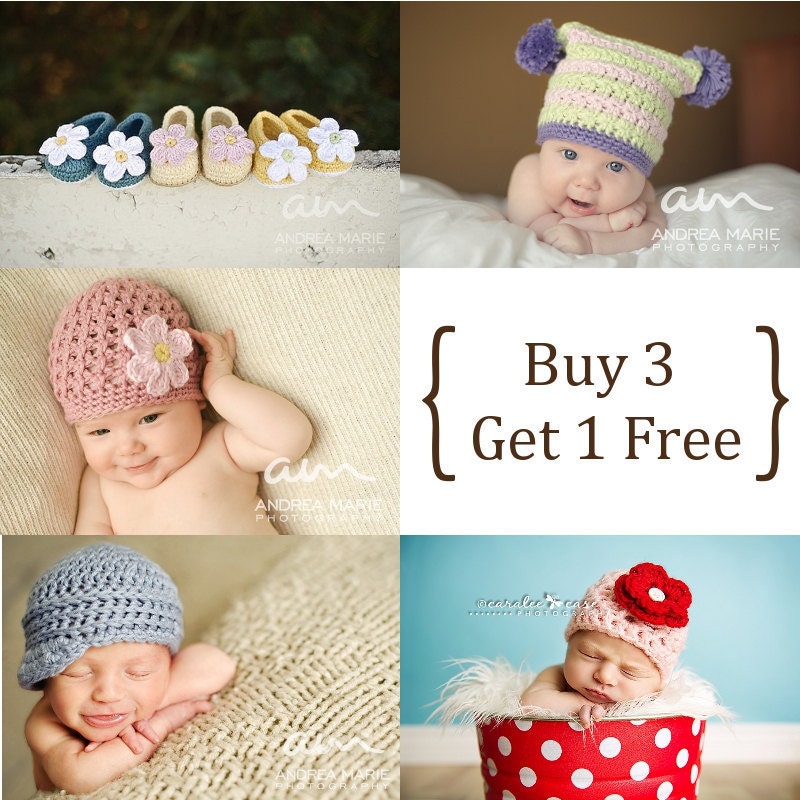 Crochet Pattern PDF - Textured Beanie with Daisy, Baby Hat, Sizes Preemie to Adult