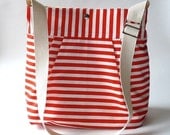 BEST SELLER Diaper bag/Messenger bag STOCKHOLM Red and white nautical striped - Martha Stewart , Baby talk magazine