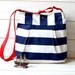 WATER PROOF  Diaper bag / Beach tote Stripes Canvas   Stockholm Navy blue and White- 10 Pockets Blue Pattern  / Made to order