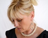 White Beaded Pearl Necklace-Choker -  Free Shipping