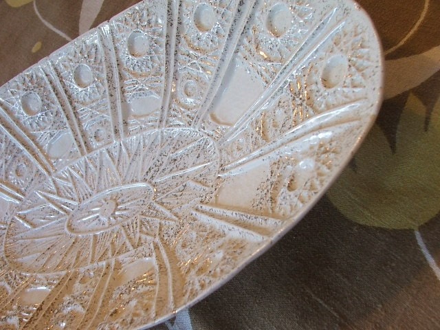 Large Oval Bowl Serving Fruit Mid Century Modern Calif Pottery Tray Dish Stunning ATOMIC Centerpiece
