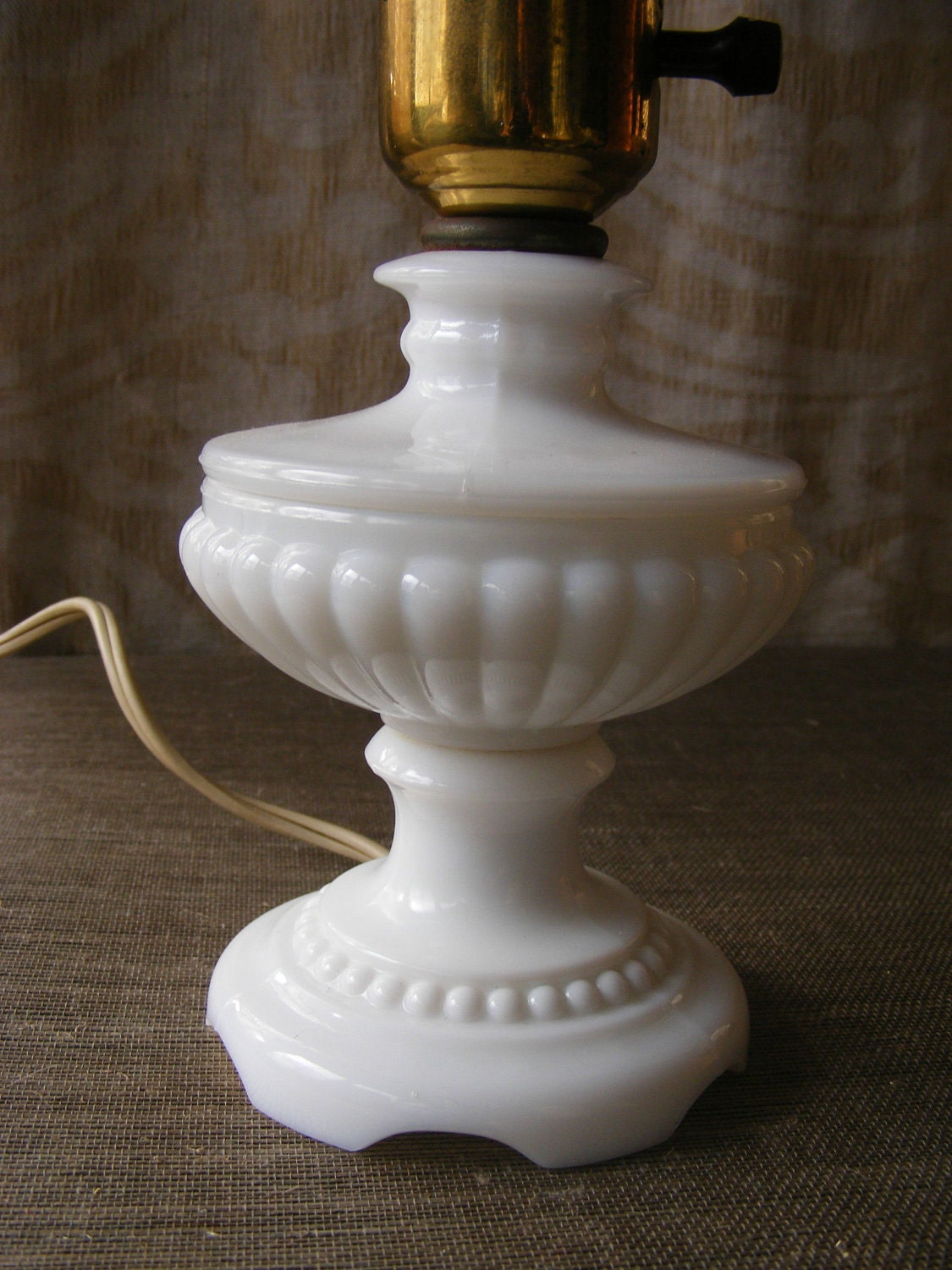 Vintage Milk Glass Lamp - Bedroom, Table