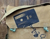 Mix Tape Hand Painted on a Vintage Czech Military Satchel ... Messenger Bag