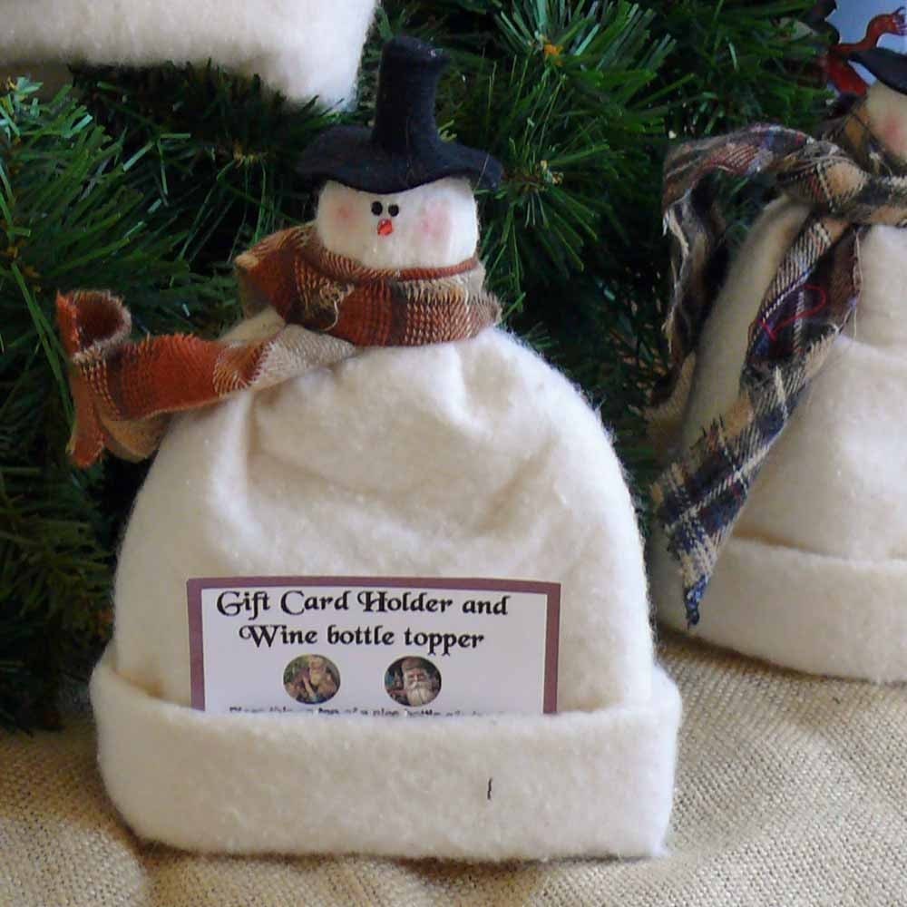 Handmade Snowmen Gift Card Holder or Bottle Topper