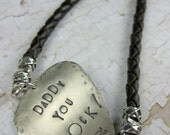 Daddy Guitar Pick Leather Bracelet