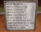 reclaimed  recycled authentic barn wood frame 3 Little Birds Bob Marley distressed wall art gift
