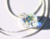 Stunning Swarovski AB Crystal Heart Necklace in Sterling Silver.