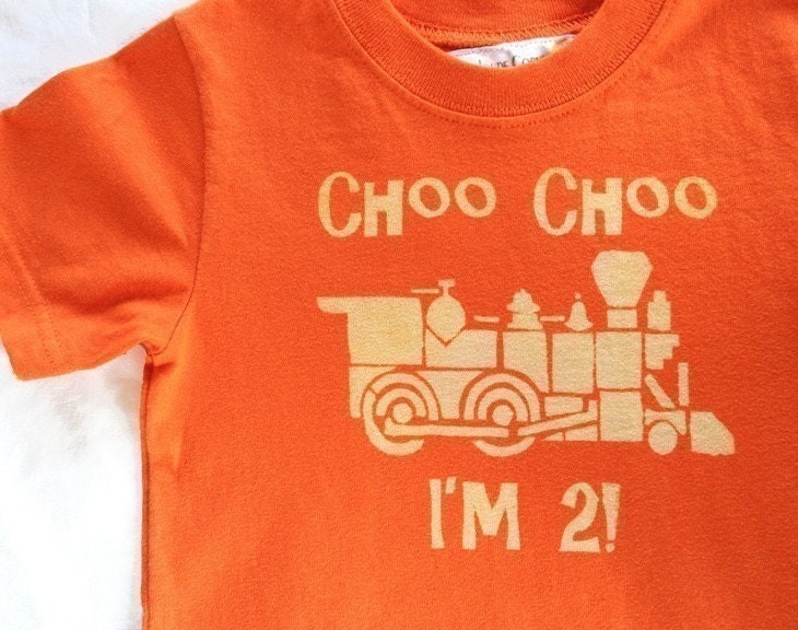 Choo Choo I'm 2, Second birthday train shirt (No ink) Toddler Tshirt - 12m to 4T - click for colors, Free Shipping