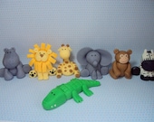 Safari Animals Set of 7  Cupcake or Cake Toppers for Birthdays, Baby Showers and More