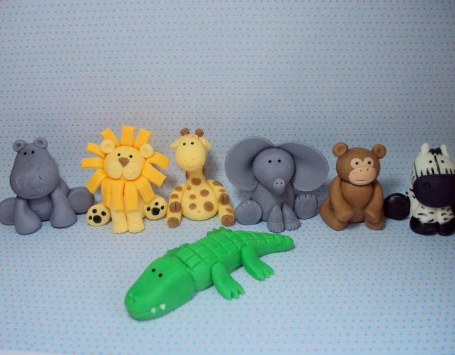 Safari Animals Set of 7 Cupcake or Cake Toppers for Birthdays, Baby Showers and More Il_570xn
