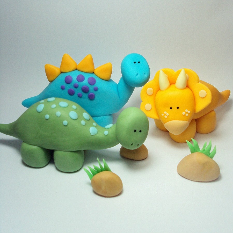 Dinosaur Trio Cake Topper Set for Dinosaur Birthday Parties and other events Il_570xn