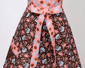 Womens Half Apron tossed mugs brown pink blue