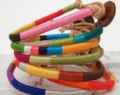 DESIGN YOUR OWN Custom Cooper bracelet - textile, leather, button, handmade jewelry