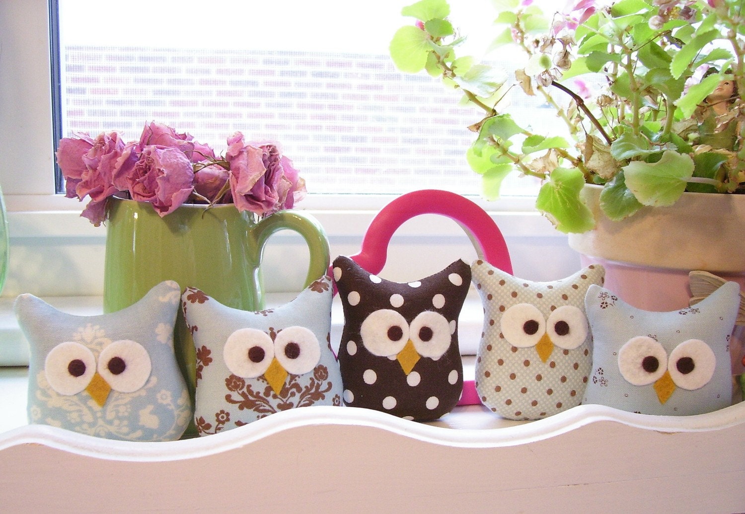Reserved for schottc .....20 Darling Little Blue and Brown Owl Ornaments...Made with Lily and Will fabric...Soooo Cute