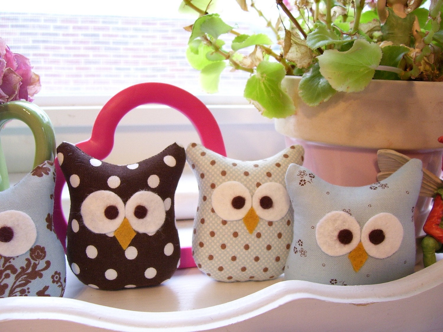 Reserved for schottc .....20 Darling Little Blue and Brown Owl Ornaments...Made with Lily and Will fabric...Soooo Cute