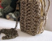 Mini book necklace - linen crochet cover