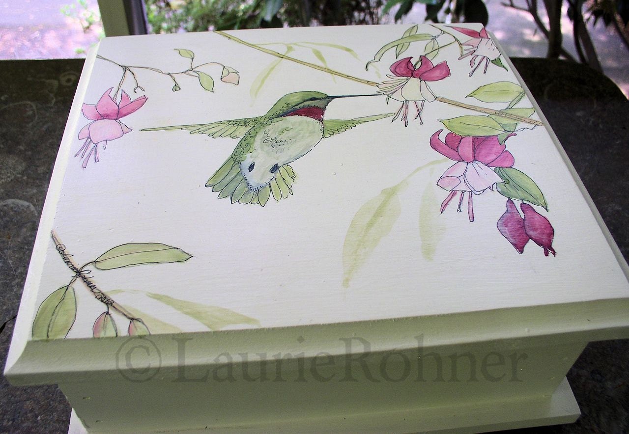 Painted Farmhouse Furniture Wooden Storage Box Cottage Shabby Chic Keepsake