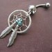 Turquoise Dream Catcher Belly Button Ring Jewelry Feather Charm Navel Piercing Bar Barbell