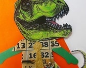 T Rex paper doll greeting card