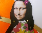 Mona Lisa paper doll greeting card