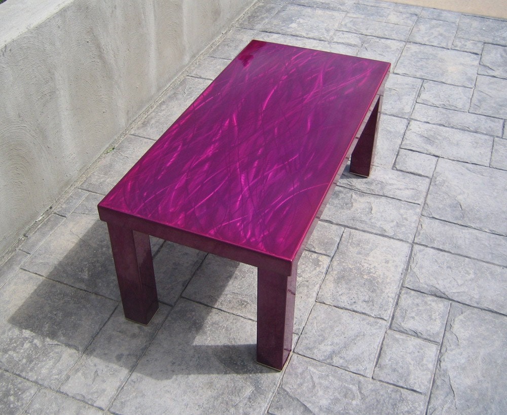 Contemporary Modern Steel Coffee Table Rectangle Raspberry Red