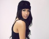 Turban headband - Black stretch jersey