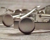 Six Tie Clips - Matte Silver w/15mm Bezel Setting - Perfect for Typewriter Keys, Resin