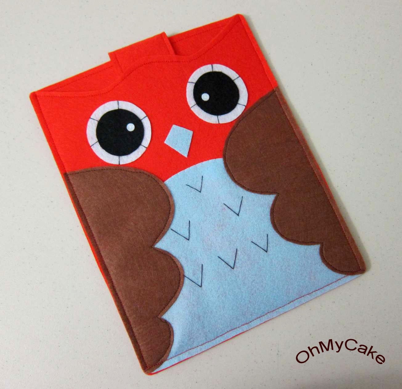 iPad case - iPad and purse - iPad bag - iPad covers - iPad Sleeve - Handmade felt iPad Sleeve - " Cute Owl " Design