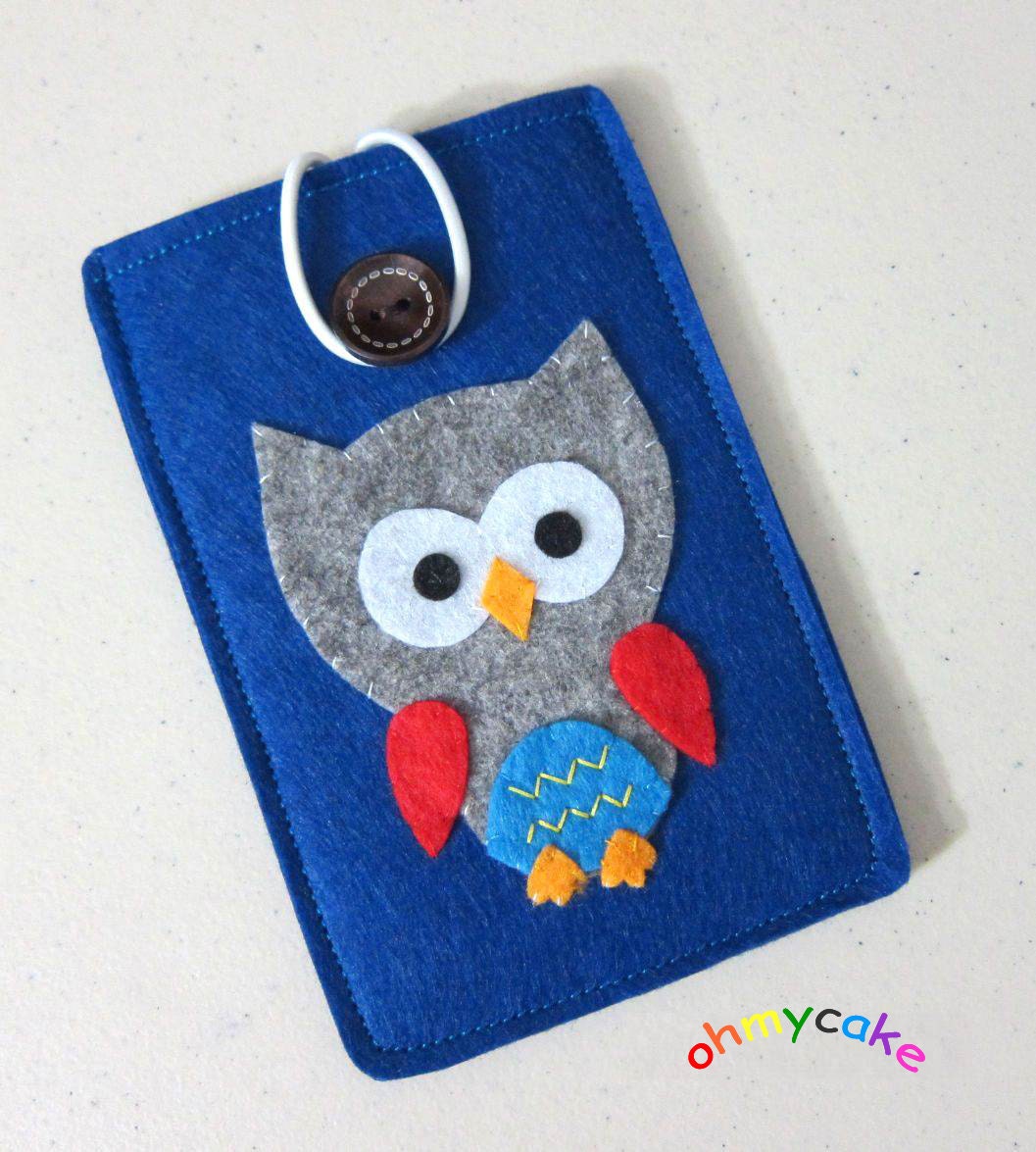iPhone Case - Cell Phone Case - iPhone 4 Case - iPod Case - iPod Touch Case - Handmade iPhone Felt Case - " Navy Owl " Design