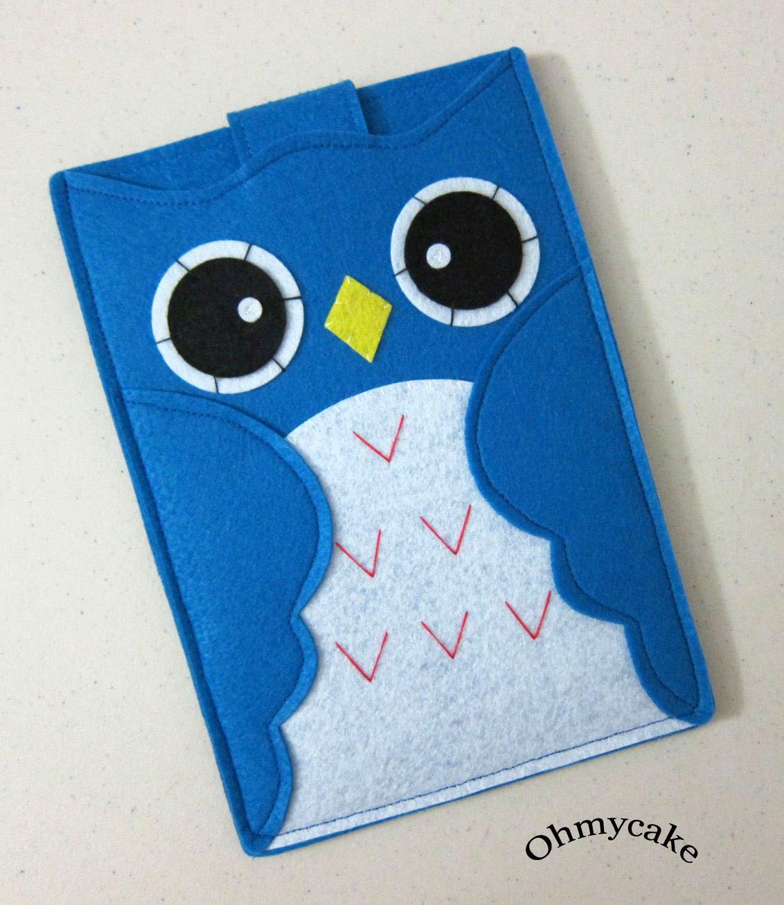 Handmade Felt Kindle Case - Kindle 3 Cover - Kindle Fire Case - Kindle Touch Cover - Nook Case - Kindle Felt Sleeve - " Blue Owl " Design