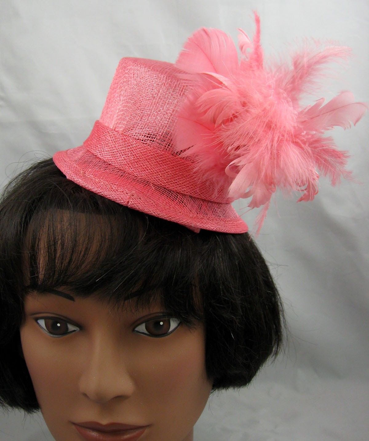Salmon Mini Top Hat Fascinator Kentucky Derby Wedding Hat