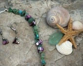 Sea glass Earring/Necklace Set
