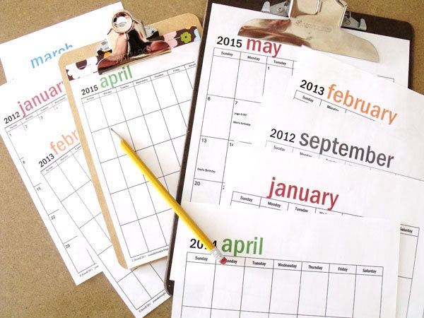 INSTANT DOWNLOAD - editable FOREVER clipboard calendar set