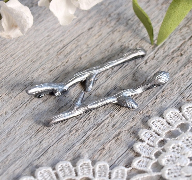 Antique Pewter Tiny Twig Hair Pins