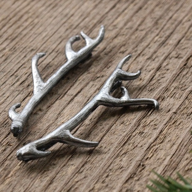 Stag Antler Bobby Hair Pins in Antique Pewter by Woodland Belle